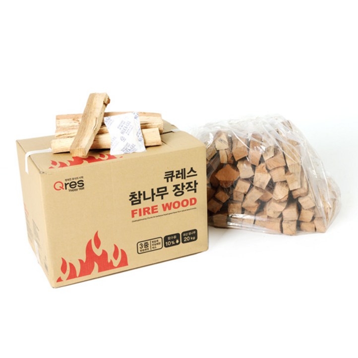큐레스 3중 방습 국산 참나무 장작, 20kg, 1박스
