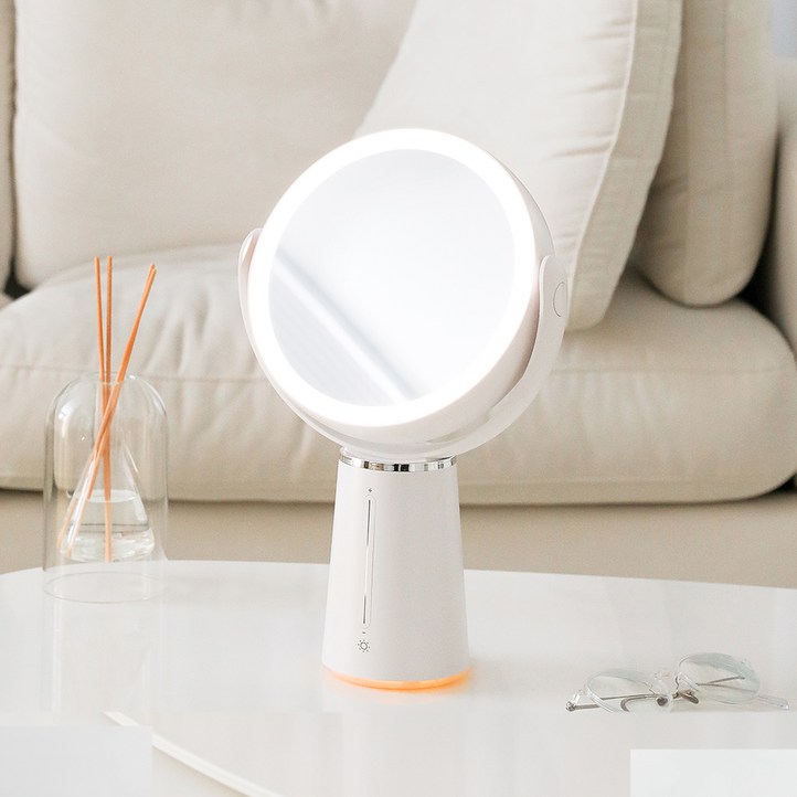 무아스 360도 회전 듀얼 무선 LED 거울
