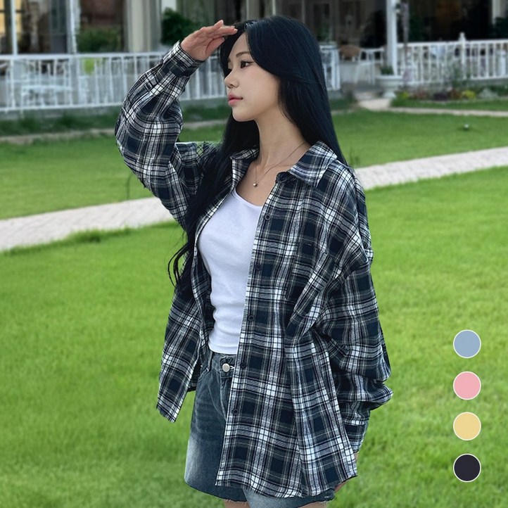 스타일모먼트 여성 체크남방 빅사이즈 여성의류 체크셔츠