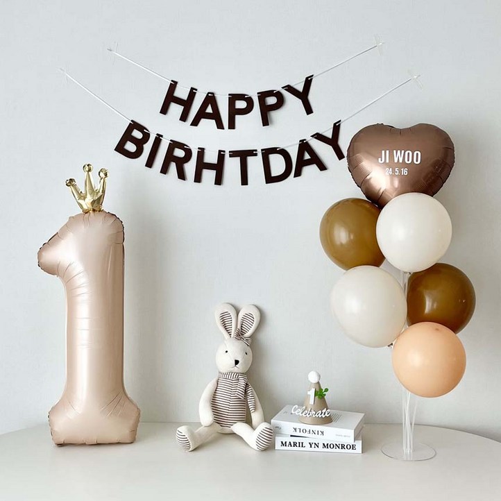 연지마켓 두돌 생일 파티 용품 세트 세 돌 풍선 생일상 레터링포함