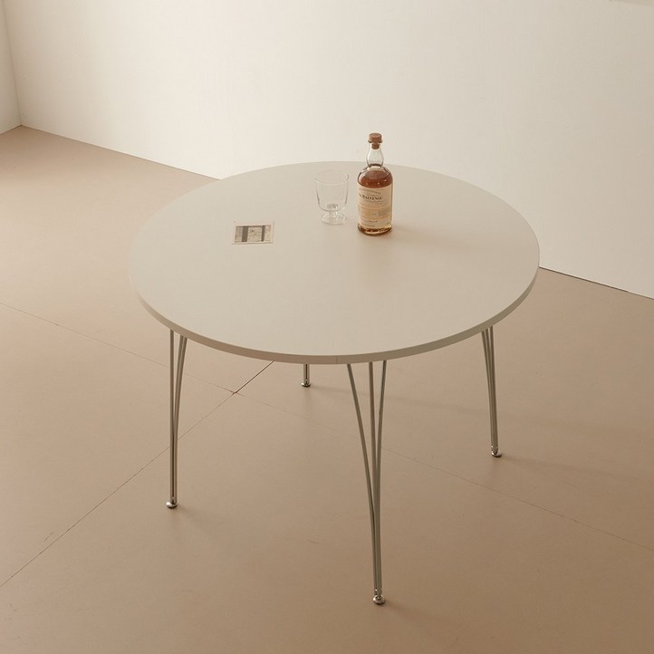 미드센추리 클로에 800 1000 1200 1400 원형 반타원형 라운드 테이블 식탁 화이트, 실버, 800 원형 화이트