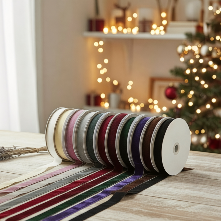 리본공간 벨벳 리본  크리스마스 트리 오너먼트 겨울 시즌 리본