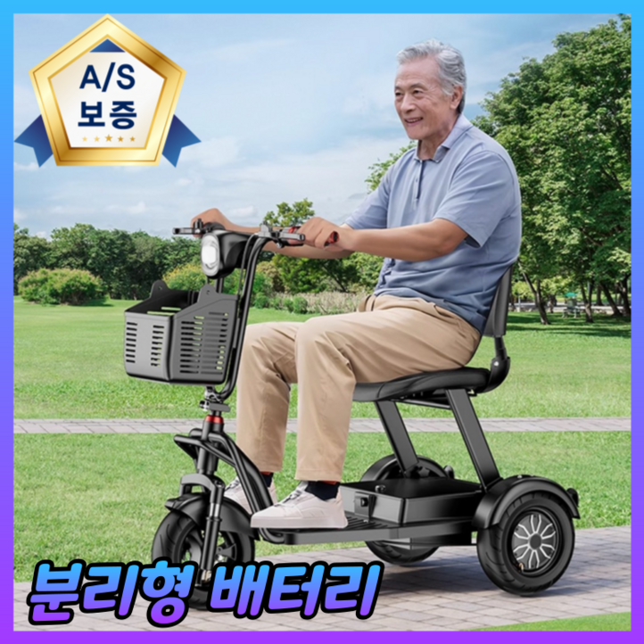 골든모션 노인 전동차 오토바이 전기 스쿠터 전동 산책 삼발이 3륜 삼륜 전동카 어르신 배터리, 36V10A주행가능거리30km
