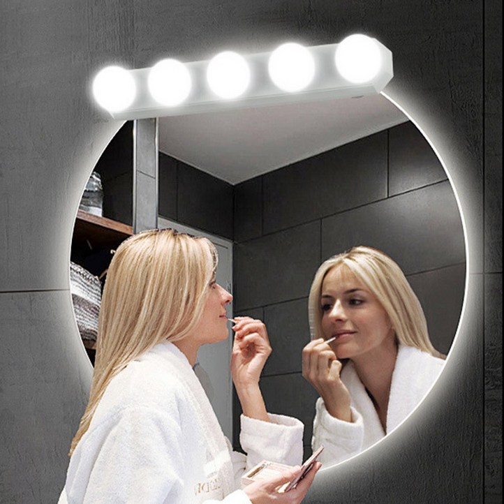 무타공 밝기조절 블레오 LED 메이크업 화장대 거울 벽 조명 5구