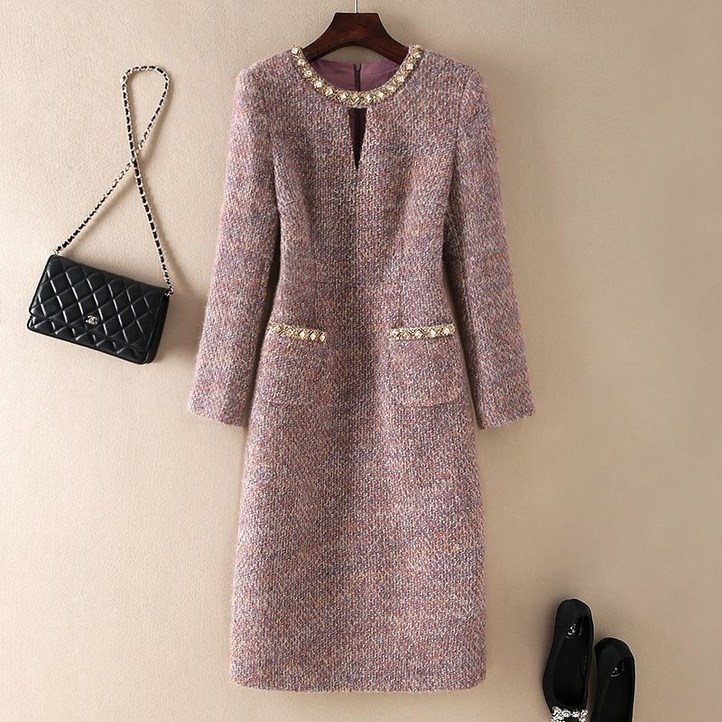 셀럽당 추동 비즈 트위드 원피스 여성복M3958