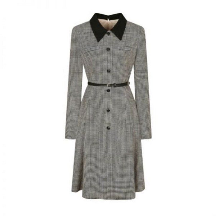 JJ지고트 솔리드 칼라 하운드 투스 원피스 GNBM0OP91 1138484