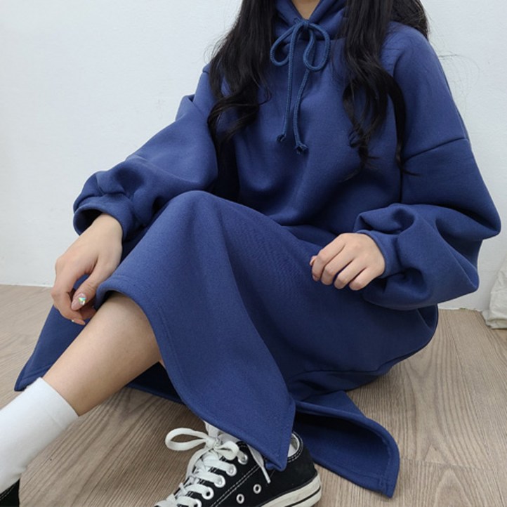 간절기,기모벌룬후드롱원피스