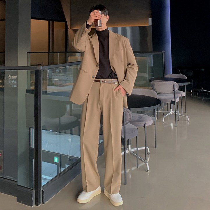 남자 와이드 셋업 수트 오버핏 결혼식복장 캐주얼정장 하객룩