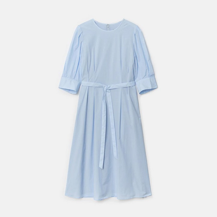 BEANPOLE 빈폴 레이디스 스카이 블루 솔리드 퍼프 소매 원피스 BF1371C12Q