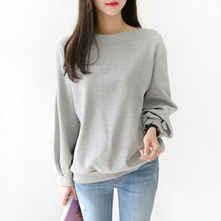 데일리앤 보트넥 여성 루즈핏 무지 맨투맨 데일리앤 보트넥 여성 루즈핏 무지 맨투맨