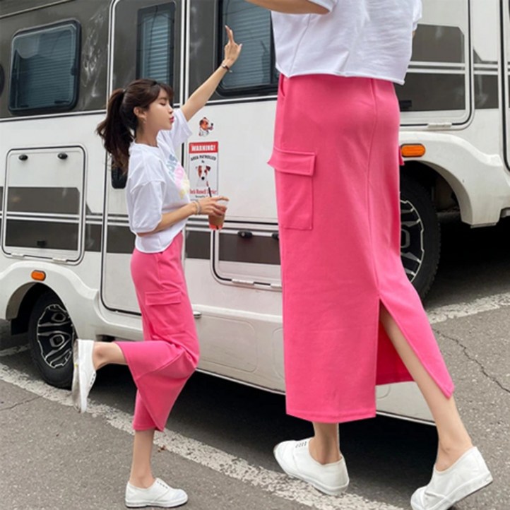 [나크21]  (55~120) A라인 카고 롱 스커트 KO31-P-06