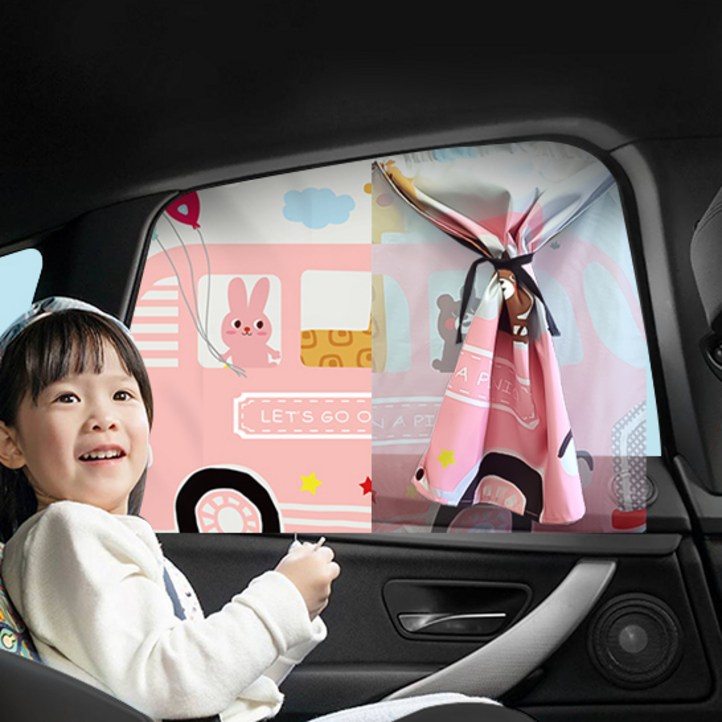 모두달라 차량용 아기 햇빛가리개 자동차 창문 커튼 가리개, 4번버스여행, 1개