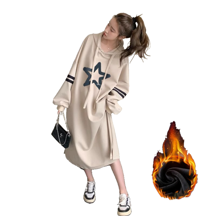 빅 사이즈 기모 일자형 환절기 원피스 여성 베이직 편안하다 원피스 뉴타임즈 1230YD24M