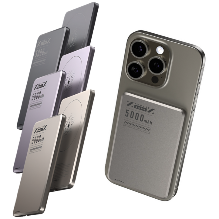 루비크 초슬림 초경량 보조배터리 맥세이프 호환 고속 유무선 충전 5000mAh 0.65cm, 딥 그레이