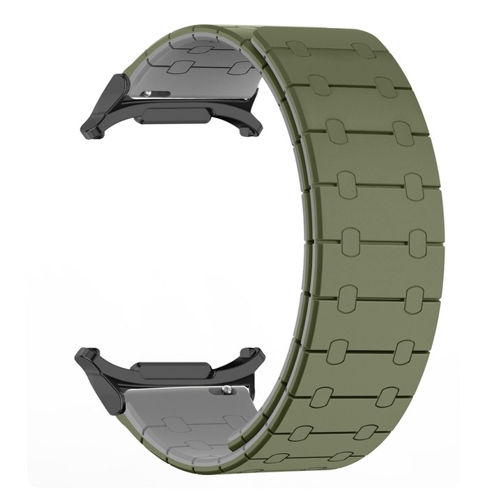 투톤 강력한 마그네틱 갤럭시워치 7 8 울트라 47mm 실리콘 스트랩 자석 밴드, 블랙스틸모란디 카키그레이, 1개