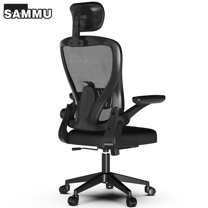 SAMMU 컴퓨터 의자 사무용 의자 학습용 의자 게이밍 의자 인체 공학적 디자인 조절 가능한 팔걸이 및 요추 지지대, 검은색