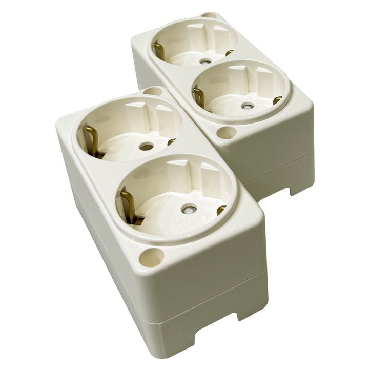 이터칭 노출 콘센트 핀 타입 , 국산 신형, 2개, 크림 아이보리, 9.5cm