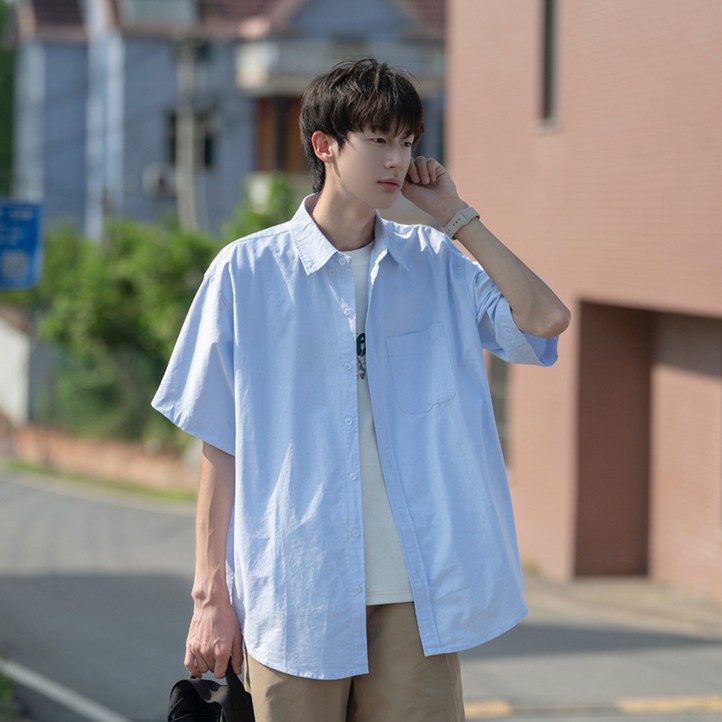 여름 남자 반팔셔츠 오버핏 슬림핏 남방 상의 반팔 셔츠 C996