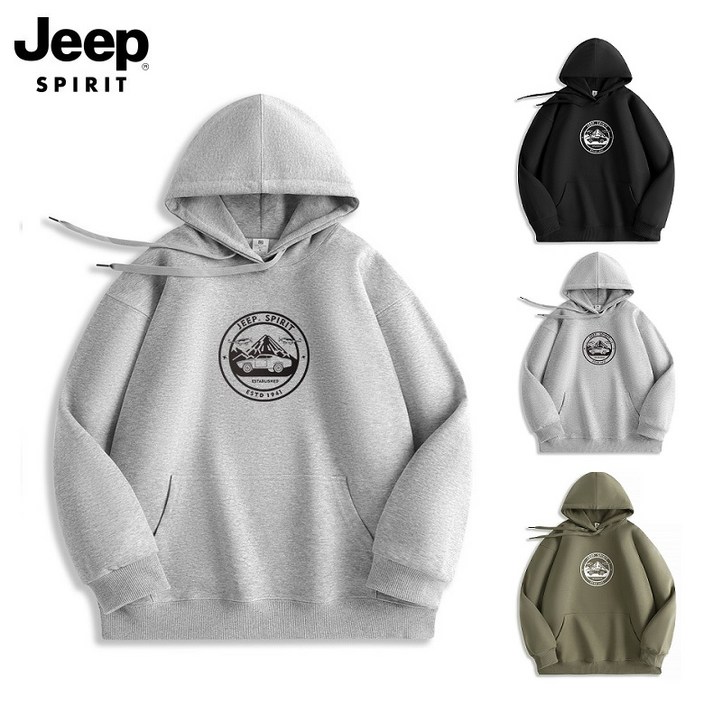 JEEP spirit 국내발송후드티셔츠 NEW 남자 여자 남성 여성 티셔츠 가을 겨울 봄 JPHJ26AHM017