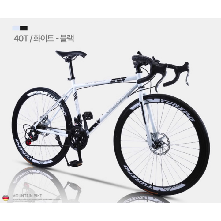 와이피 로드자전거 사이클 입문용 라이딩용 출퇴근 중학생 24단, 화이트블랙, 1개, 170cm