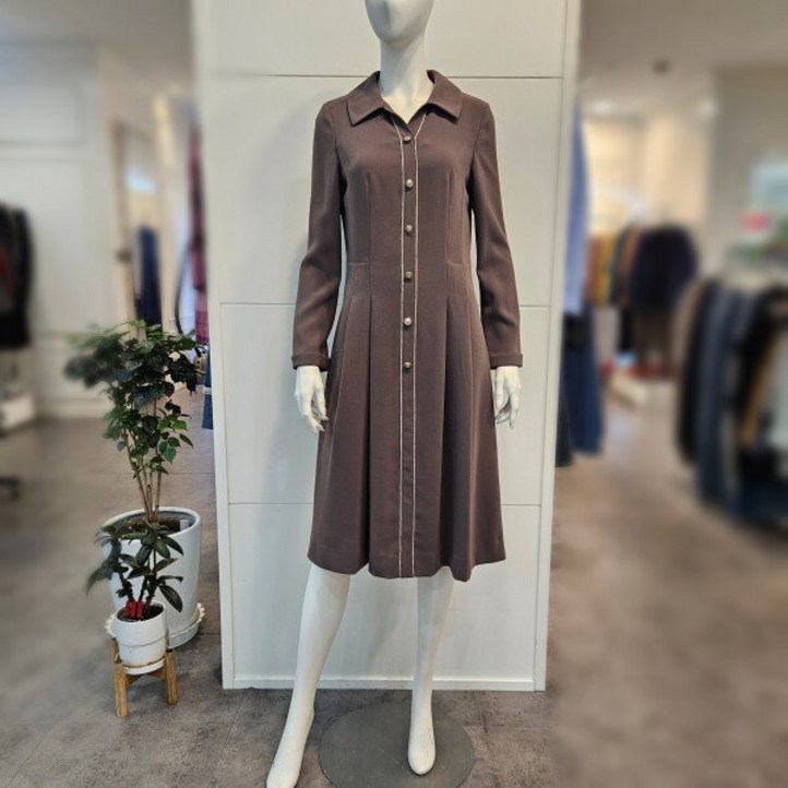 프렐린 반오픈카라 미디 원피스 RJO243011BP