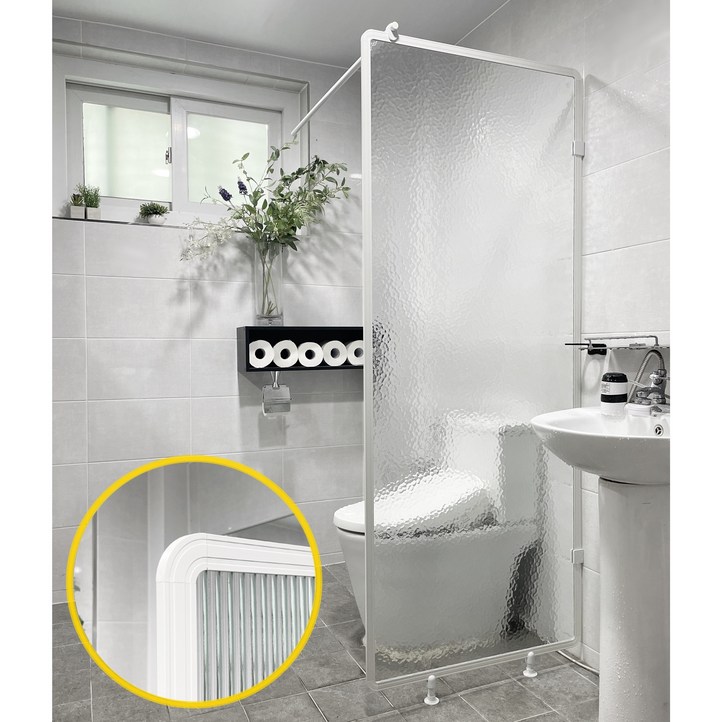 A6마트 라운드프레임파티션 화이트,블랙  아쿠아유리,모루유리