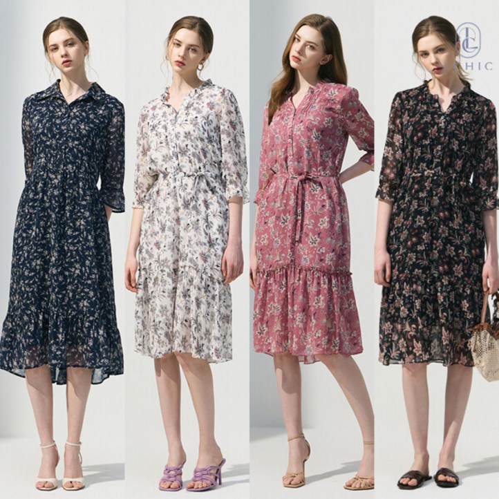 25SS 최신상 엘시크 25SS 플라워 쉬폰 원피스 2종