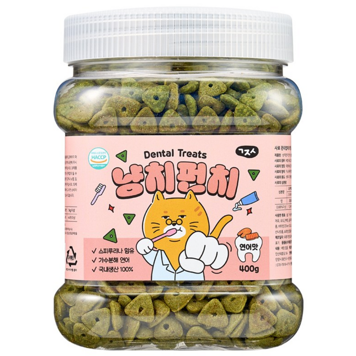 고지식 냥치펀치 고양이 구강관리 이빨과자 대용량 덴탈트릿 간식, 1개, 400g, 연어맛