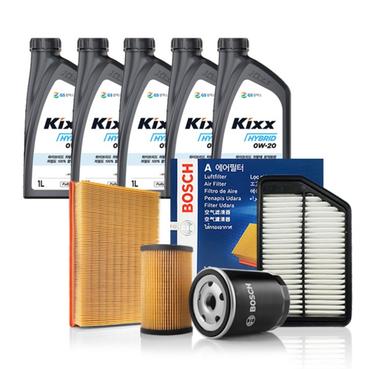 쏘렌토 4세대 MQ4 1.6 HEV 하이브리드, Kixx 하이브리드 0W20 1L 5개 보쉬필터세트 쏘렌토 4세대 MQ4 1.6 HEV 하이브리드, Kixx 하이브리드 0W20 1L 5개 보쉬필터세트
