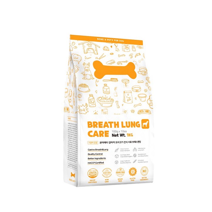 본아페티 강아지 기관지 건강 기침 건식사료, 1KG, 3개