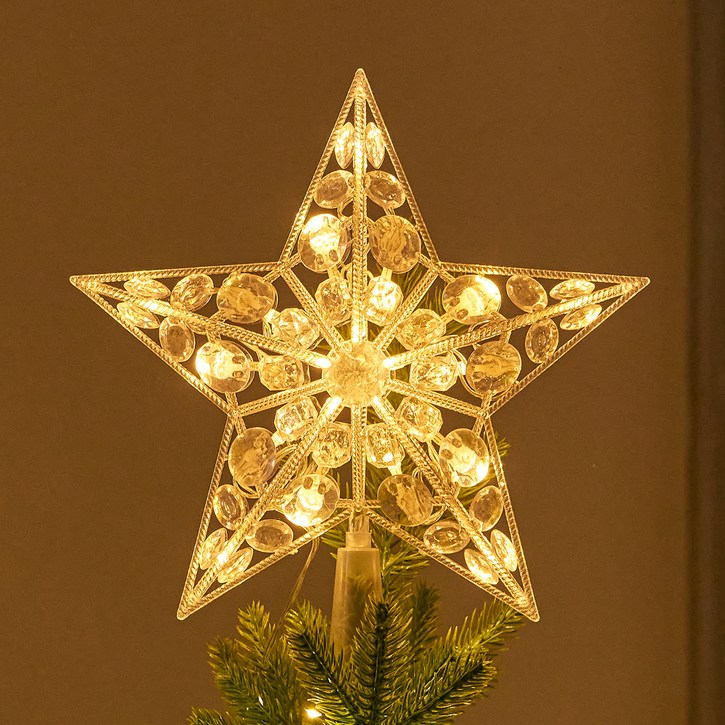 하우쎈스 크리스마스 트리 LED별 오너먼트 크리스탈 탑별 파티조명 건전지형