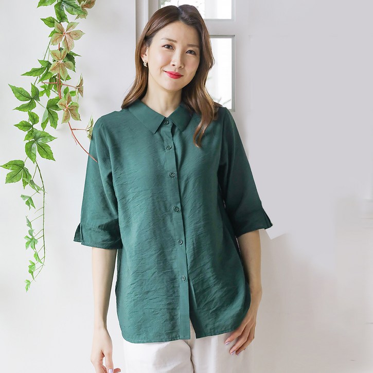 여성용 데일리 인견 오픈 정장 단색 셔츠