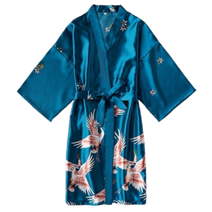 소니오 동양풍 실크 잠옷 샤워 가운 XL, 06 블루, 1개