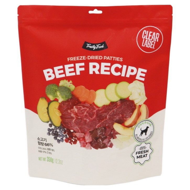 트러스티푸드 전연령 강아지 비프 포크 동결 건조사료 패티, 350g, 1개, 소