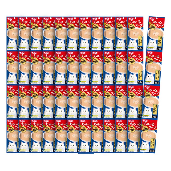 챠오츄르 고양이 짜먹는 간식, 혼합맛참치관자, 35g, 48개