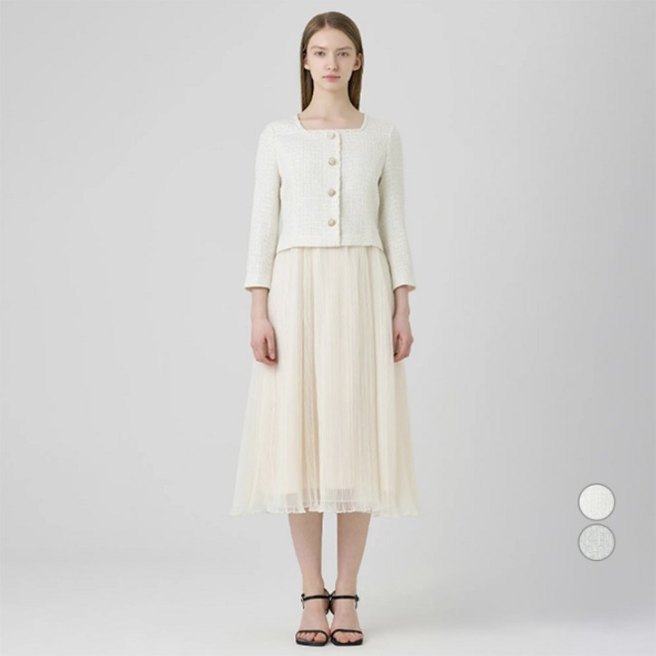 라인어디션 여성용 스퀘어넥 트위드 탑 원피스