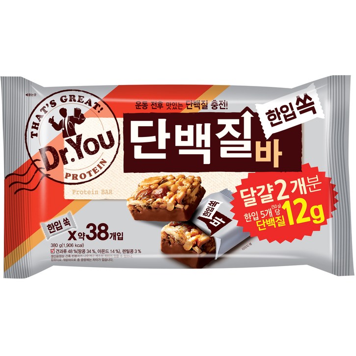 닥터유 단백질바 한입쏙, 10g, 38개입