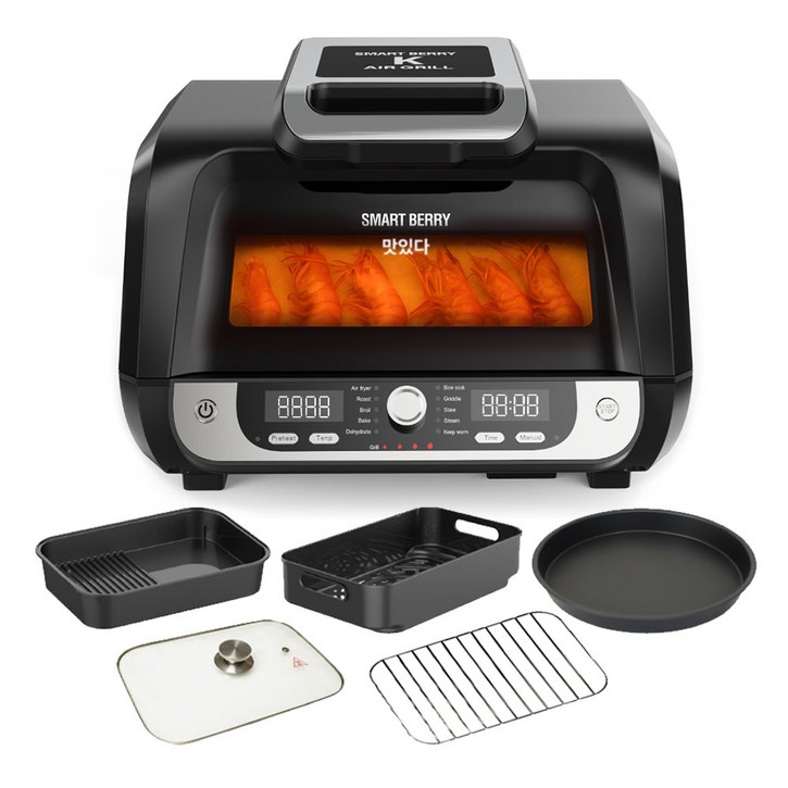스마트베리 13 in1 멀티쿠커 자동온도센서 에어프라이어 앤 그릴 프로, SBA-01, 블랙