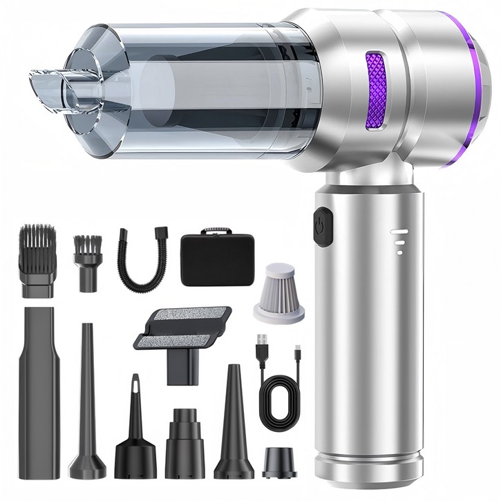 최신형 Voltmate 휴대용 무선 에어건 청소기 차량 가정 야외 흡취일체형 다기능 청소기 LED 전량 표시 BLDC 브러시리스 16000Pa Type-C 포트 진공 포장