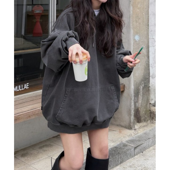 CPGN STUDIO [950g] 피그먼트 가먼츠 절개 후드 스모크블랙