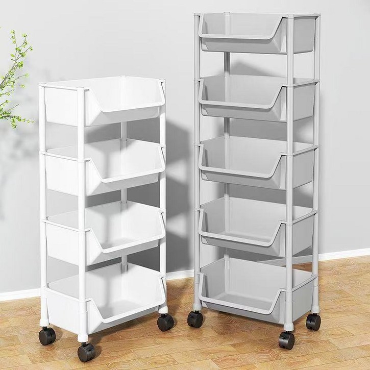 이동식 트롤리 5단 다용도 수납 정리함 선반