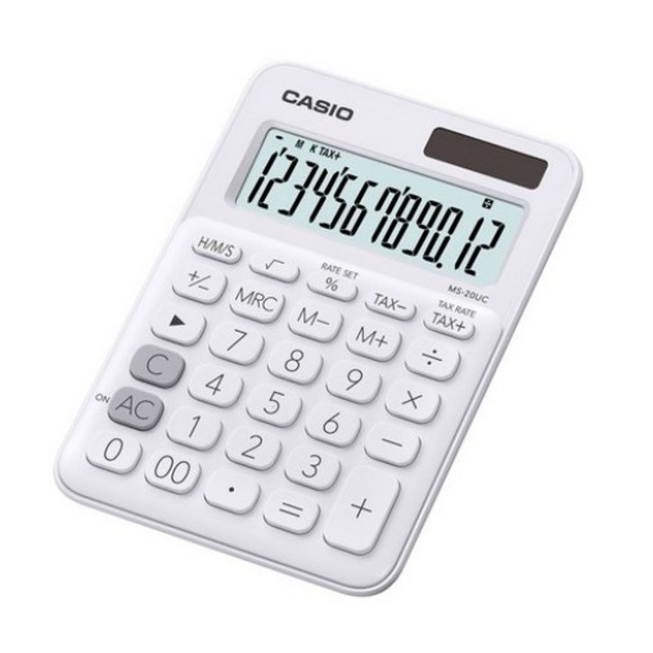 카시오 컬러 계산기 MS20UC, 화이트, 1개 카시오 컬러 계산기 MS20UC, 화이트, 1개