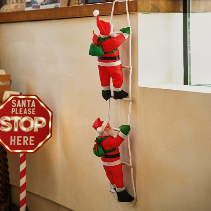 크리스마스 소품 줄타는 사다리 산타 벽장식