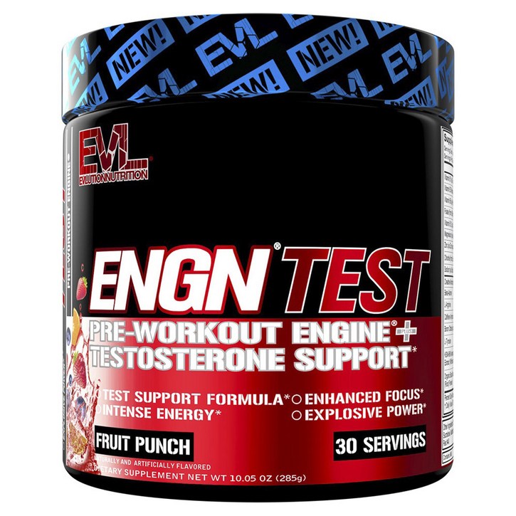 EVLUTIONNUTRITION ENGN 테스트 프리-워크아웃 엔진 + 테스토스테론 서포트 프루트 펀치 맛