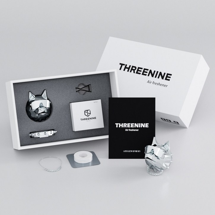 쓰리나인 차량용 방향제 불독 힙한늑대 (본체+향1p), 1개, 시트러스그린 실버