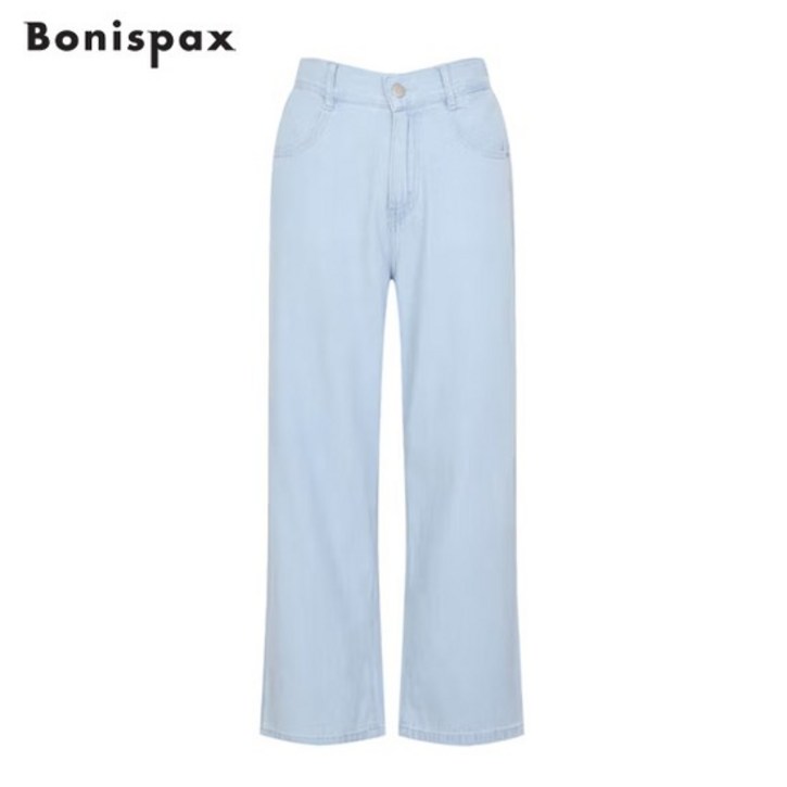 뒷밴딩 일자 데님팬츠