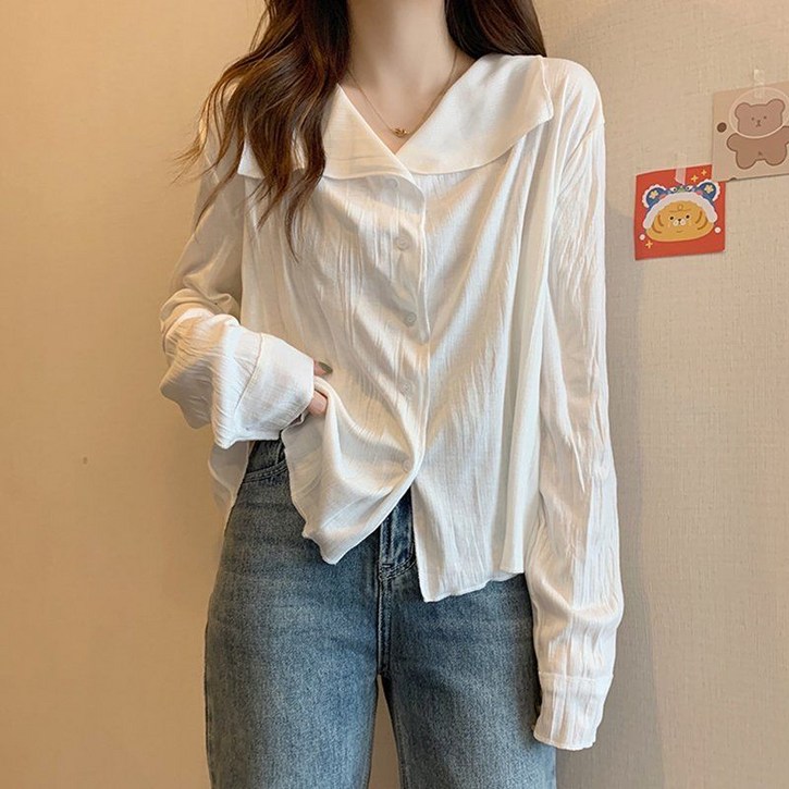 Seofst 여성 빅사이즈 루즈핏 셔츠 자켓 롱슬리브 가디건