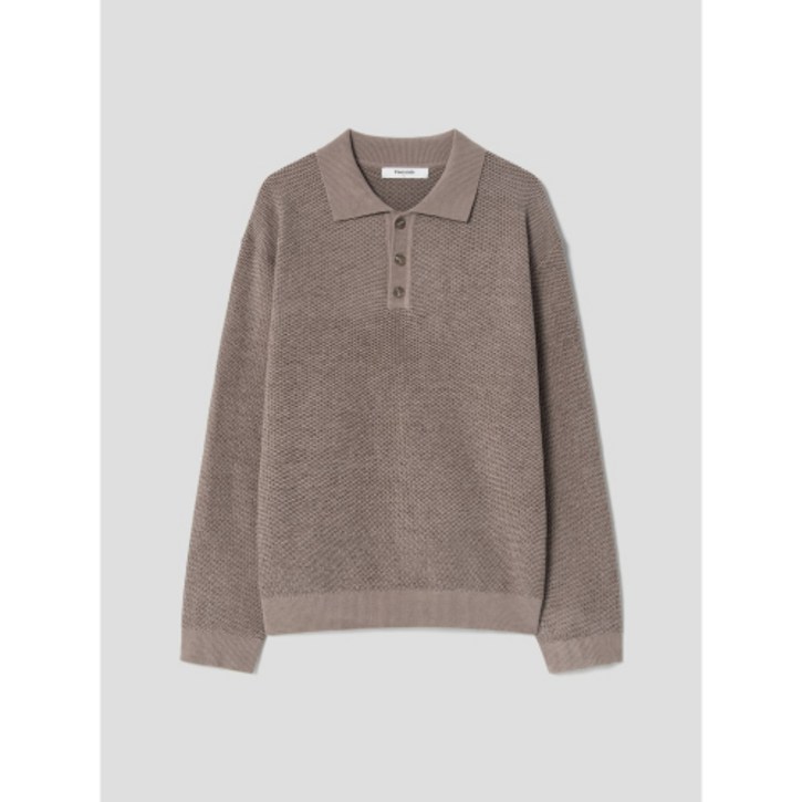 에잇세컨즈 셔닐 원사 배색 카라 니트 풀오버 베이지