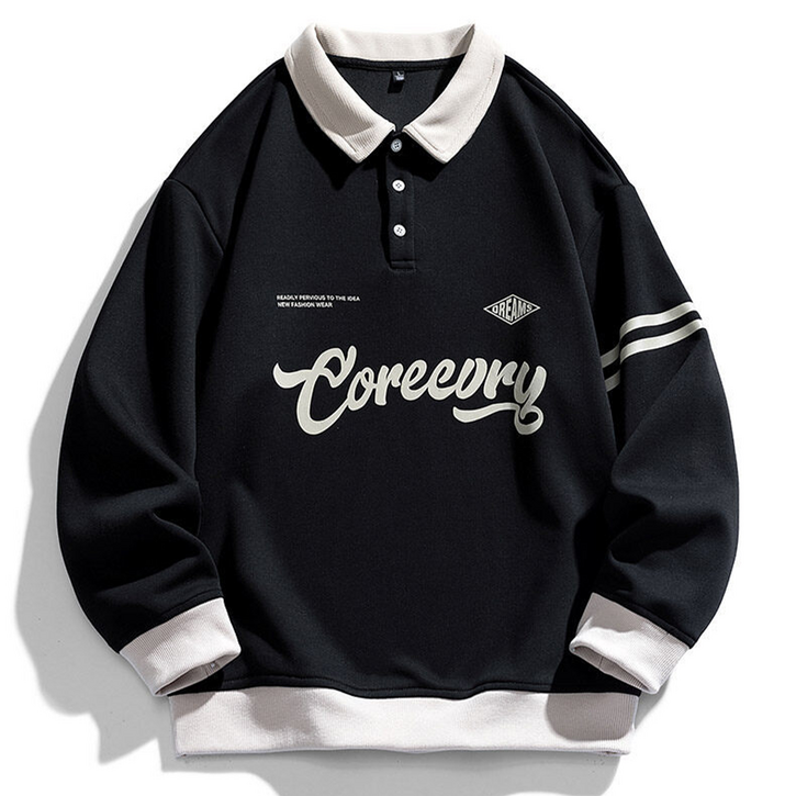 디어하루 공용 맨투맨 카라티셔츠 오버핏 긴팔티 럭비티 스웻셔츠