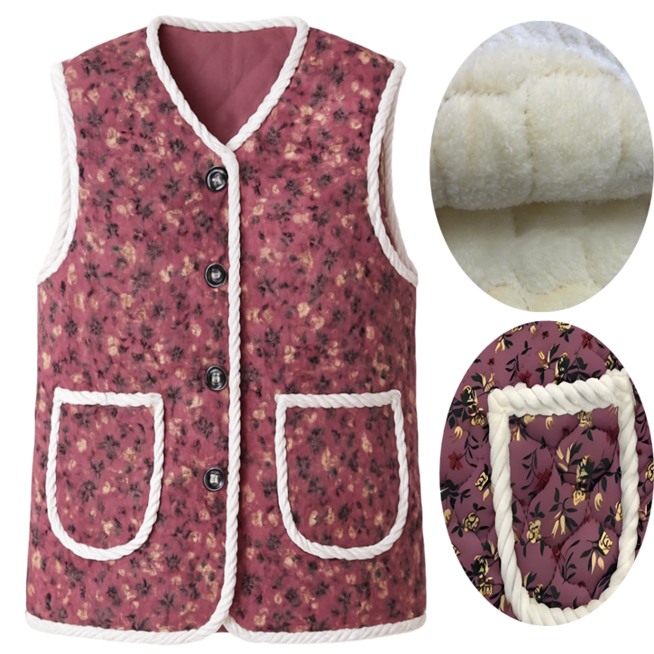 겨울 따뜻한 할머니 빅사이즈 누빔 조끼 꽃무늬 털안감 촌캉스 복고패션
